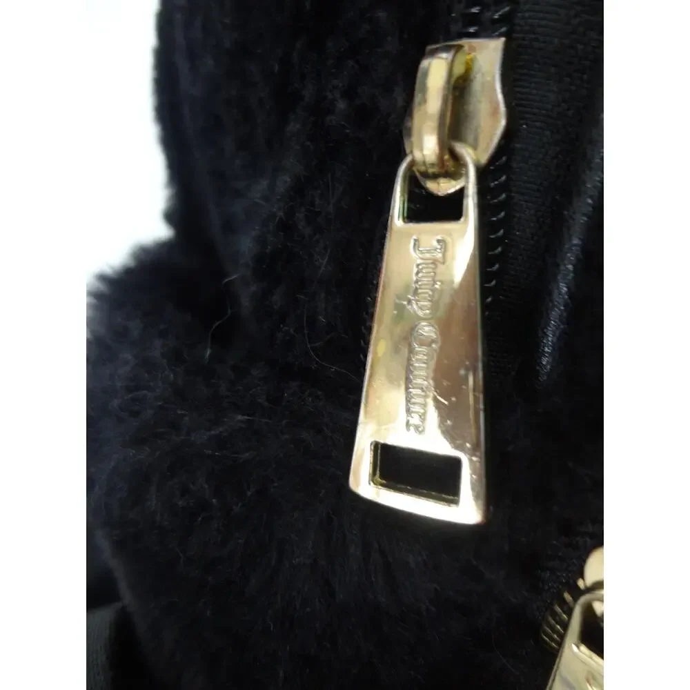 Juicy Couture Back Faux Fur Mini Small Backpack Red Heart Charm Gold Rhinestones
